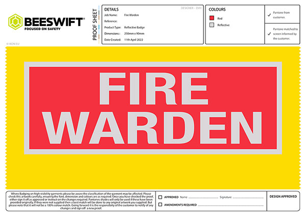 FIRE WARDEN REFLECTIVE BACK  - FWRB